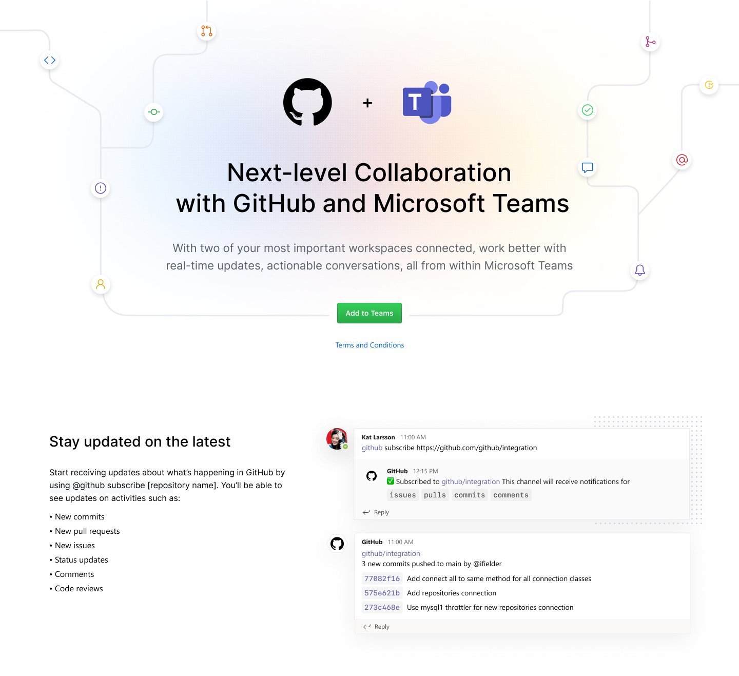 GitHub app for Microsoft Teams - Marketing site